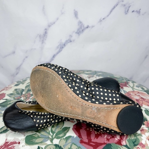 BLACK Saks Fifth Avenue | Black Polka Dot Ballet Flats | Sz 7 - Picture 6 of 14